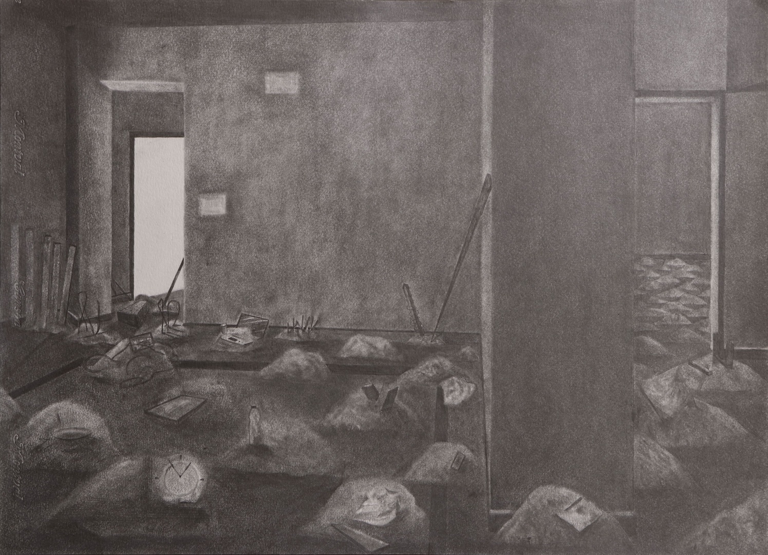 Divyesh Undaviya, charcoal, spaces, south asian contemporary